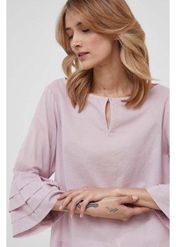 Sisley bluzka bawełniana damska kolor fioletowy gładka ze sklepu ANSWEAR.com w kategorii Bluzki damskie - zdjęcie 157596835