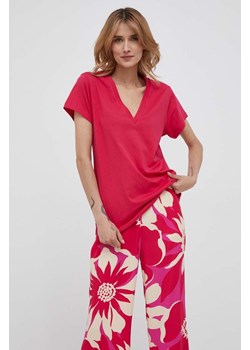Sisley t-shirt bawełniany kolor różowy ze sklepu ANSWEAR.com w kategorii Bluzki damskie - zdjęcie 157596968