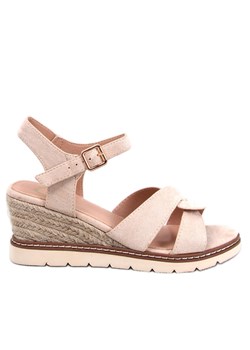 BM Espadryle na koturnie Sermon Beige beżowy ze sklepu ButyModne.pl w kategorii Espadryle damskie - zdjęcie 157598907