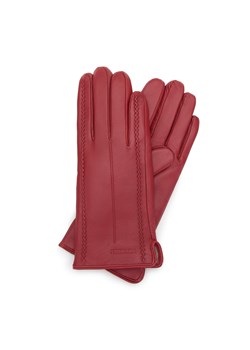 Damskie rękawiczki skórzane z fantazyjnymi szwami czerwone ze sklepu WITTCHEN w kategorii Rękawiczki damskie - zdjęcie 157600796