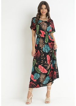 Czarna Sukienka Maxi z Wiskozy w Kwiaty Jannatta ze sklepu Born2be Odzież w kategorii Sukienki - zdjęcie 157604055
