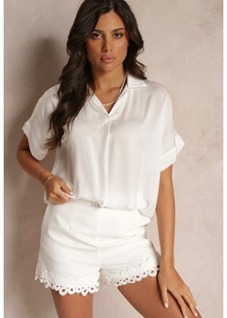 Biała Bluzka z Krótkim Rękawem Typu Nietoperz Catherina ze sklepu Renee odzież w kategorii Bluzki damskie - zdjęcie 157604257