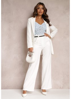 Białe Szerokie Spodnie z Paskiem z Imitacji Skóry Vortexi ze sklepu Renee odzież w kategorii Spodnie damskie - zdjęcie 157608036