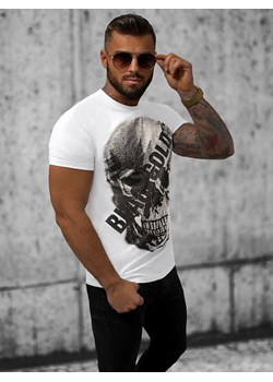 T-shirt męski slim fit biały OZONEE NB/MT3038 ze sklepu ozonee.pl w kategorii T-shirty męskie - zdjęcie 157608329