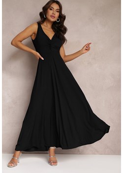 Czarna Sukienka Maxi Bez Rękawów z Ozdobnym Marszczeniem na Biuście Eliphira ze sklepu Renee odzież w kategorii Sukienki - zdjęcie 157611696