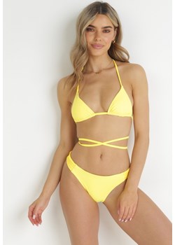 Żółte Bikini z Cienkimi Ramiączkami i Wiązaniem na Plecach Hannasa ze sklepu Born2be Odzież w kategorii Stroje kąpielowe - zdjęcie 157612325