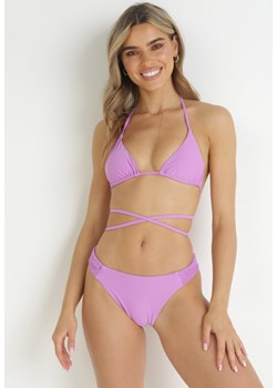 Fioletowe Bikini z Cienkimi Ramiączkami i Wiązaniem na Plecach Hannasa ze sklepu Born2be Odzież w kategorii Stroje kąpielowe - zdjęcie 157612329