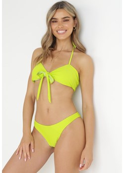 Jasnozielone Bikini Biustonosz z Ozdobnym Supłem i Mocno Wycięte Majtki Linata ze sklepu Born2be Odzież w kategorii Stroje kąpielowe - zdjęcie 157612357