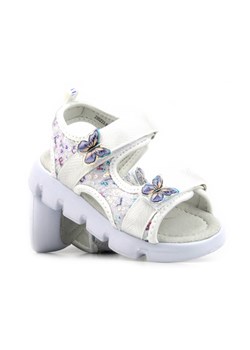 Sandałki dziecięce z cekinami i motylkami - Miss E 23DZ23-5871, białe ze sklepu ulubioneobuwie w kategorii Sandały dziecięce - zdjęcie 157615345