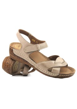 Wygodne sandały damskie ze skóry naturalnej - Waldi 0858, beżowe ze sklepu ulubioneobuwie w kategorii Sandały damskie - zdjęcie 157615346
