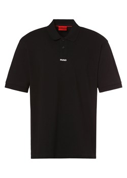 HUGO Męska koszulka polo Mężczyźni Bawełna czarny jednolity ze sklepu vangraaf w kategorii T-shirty męskie - zdjęcie 157615537