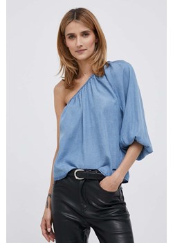 Pepe Jeans bluzka damska kolor niebieski gładka ze sklepu ANSWEAR.com w kategorii Bluzki damskie - zdjęcie 157615978