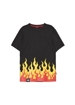Cropp - T-shirt z motywem płomieni - czarny ze sklepu Cropp w kategorii T-shirty męskie - zdjęcie 157616708