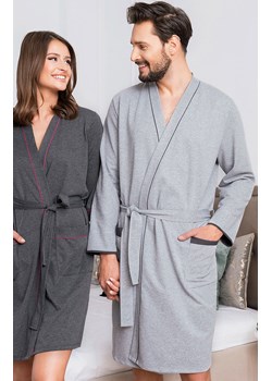 Bawełniany szlafrok męski dł.rękaw Gabriel, Kolor szary melanż-grafit, Rozmiar 3XL, Italian Fashion ze sklepu Primodo w kategorii Szlafroki męskie - zdjęcie 157619969