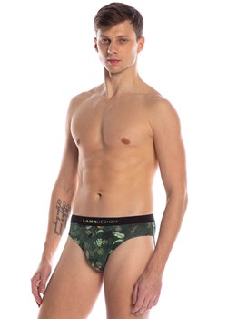Bawełniane slipy męskie standard 2-pack M-999SD, Kolor zielony-wzór, Rozmiar L, LAMA ze sklepu Primodo w kategorii Majtki męskie - zdjęcie 157620178