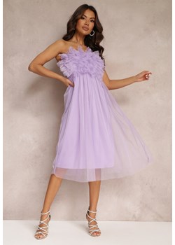 Fioletowa Tiulowa Sukienka bez Ramiączek z Falbankami Tremone ze sklepu Renee odzież w kategorii Sukienki - zdjęcie 157624079