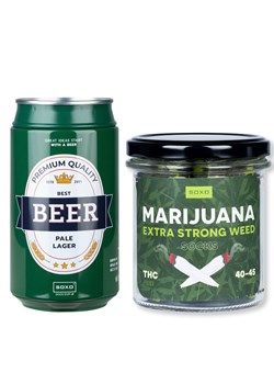 Zestaw 2x Skarpetki Męskie SOXO | Dzień Chłopaka | Marijuana w słoiku | Beer Pale lager w puszce | na prezent dla Niego ze sklepu Sklep SOXO w kategorii Skarpetki męskie - zdjęcie 157633667