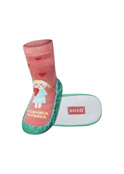 OUTLET Kapcie dziecięce różowe SOXO ze skórzaną podeszwą dziewczynka ze sklepu Sklep SOXO w kategorii Kapcie dziecięce - zdjęcie 157633776