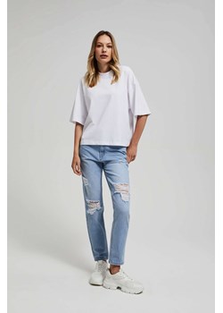 Gładki t-shirt z szerokimi rękawami biały ze sklepu Moodo.pl w kategorii Bluzki damskie - zdjęcie 157645405