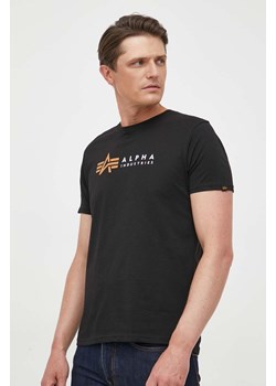 Alpha Industries t-shirt bawełniany  Alpha Label T kolor czarny z nadrukiem 118502 03 ze sklepu ANSWEAR.com w kategorii T-shirty męskie - zdjęcie 158038039