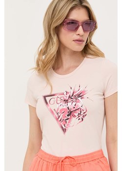 Guess t-shirt damski kolor różowy ze sklepu ANSWEAR.com w kategorii Bluzki damskie - zdjęcie 158038125