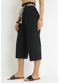 Czarne Szerokie Spodnie z Wysokim Stanem i Paskiem Amiiya ze sklepu Born2be Odzież w kategorii Spodnie damskie - zdjęcie 158044858