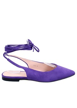 Baleriny bez pięty wiązane Dentoni Purple fioletowe ze sklepu ButyModne.pl w kategorii Balerinki - zdjęcie 158052588