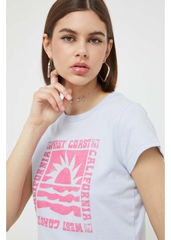 Hollister Co. t-shirt bawełniany kolor niebieski ze sklepu ANSWEAR.com w kategorii Bluzki damskie - zdjęcie 158457538