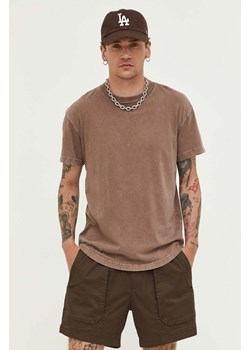 Abercrombie &amp; Fitch t-shirt bawełniany kolor brązowy gładki ze sklepu ANSWEAR.com w kategorii T-shirty męskie - zdjęcie 158457606