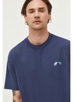 Abercrombie &amp; Fitch t-shirt bawełniany kolor granatowy z aplikacją ze sklepu ANSWEAR.com w kategorii T-shirty męskie - zdjęcie 158457616