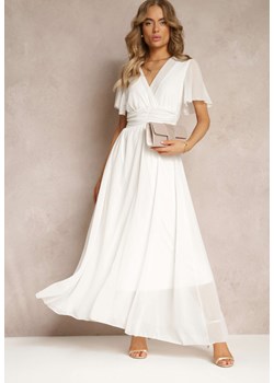 Biała Rozkloszowana Sukienka z Kopertowym Dekoltem Obillis ze sklepu Renee odzież w kategorii Sukienki - zdjęcie 158457789