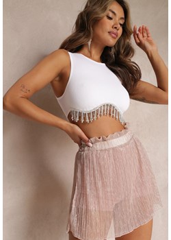 Różowa Spódnica Mini z Siateczki i Metaliczną Nitką Siuze ze sklepu Renee odzież w kategorii Spódnice - zdjęcie 158463477