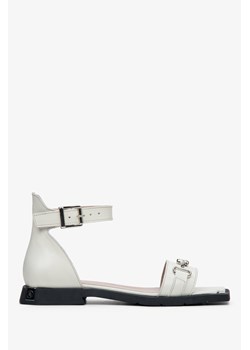 Estro: Beżowe sandały damskie z zakrytą piętą ze sklepu Estro w kategorii Sandały damskie - zdjęcie 158476918