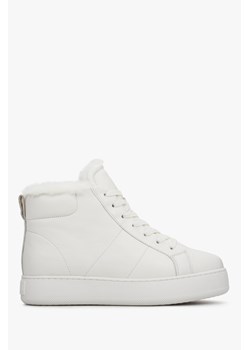 Estro: Białe wysokie sneakersy damskie na zimę z ociepleniem ze sklepu Estro w kategorii Trampki damskie - zdjęcie 158477246