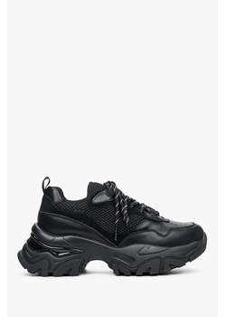 ES 8: Czarne sneakersy damskie ze skóry naturalnej ze sklepu Estro w kategorii Buty sportowe damskie - zdjęcie 158478359