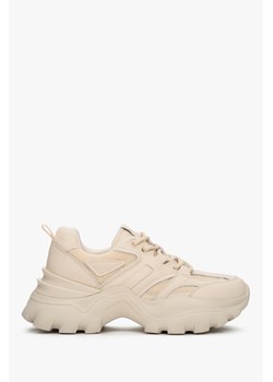 ES 8: Beżowe sneakersy damskie na platformie ze sklepu Estro w kategorii Buty sportowe damskie - zdjęcie 158478868