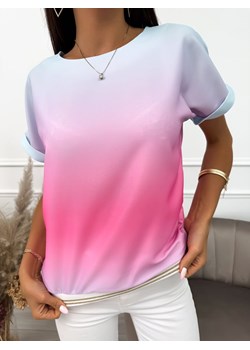 Błękitno-Różowa Bluzeczka ze sklepu ModnaKiecka.pl w kategorii Bluzki damskie - zdjęcie 158492599