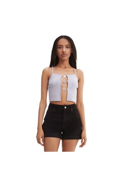 Cropp - Crop top na ramiączkach - fioletowy ze sklepu Cropp w kategorii Bluzki damskie - zdjęcie 158494229