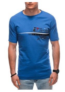 T-shirt męski z nadrukiem 1838S - niebieski ze sklepu Edoti w kategorii T-shirty męskie - zdjęcie 158504646