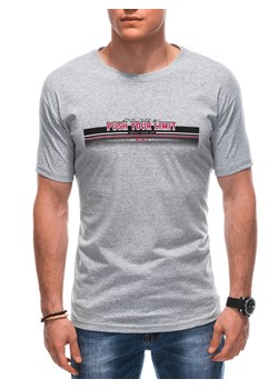 T-shirt męski z nadrukiem 1846S - szary ze sklepu Edoti w kategorii T-shirty męskie - zdjęcie 158528828