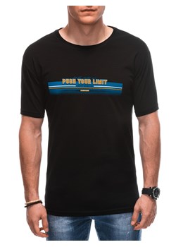 T-shirt męski z nadrukiem 1846S - czarny ze sklepu Edoti w kategorii T-shirty męskie - zdjęcie 158528845