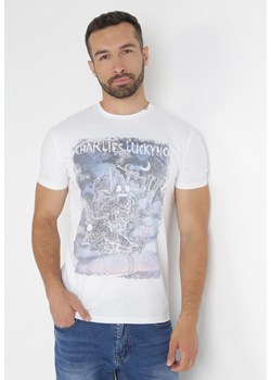 Biała Koszulka Bawełniana z Nadrukiem Pyrhiore ze sklepu Born2be Odzież w kategorii T-shirty męskie - zdjęcie 158529388