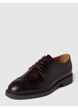 Buty derby ze skóry naturalnej z ażurowym wzorem model ‘BLAKE’ ze sklepu Peek&Cloppenburg  w kategorii Półbuty męskie - zdjęcie 158590269