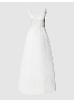 Suknia ślubna z ozdobnymi kamieniami i kwiatową koronką ze sklepu Peek&Cloppenburg  w kategorii Sukienki - zdjęcie 158624329