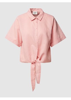 Bluzka z dodatkiem lnu i wiązaniem model ‘Bois’ ze sklepu Peek&Cloppenburg  w kategorii Koszule damskie - zdjęcie 158711268