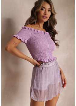 Fioletowa Spódnica Mini z Siateczki i Metaliczną Nitką Siuze ze sklepu Renee odzież w kategorii Spódnice - zdjęcie 158827286