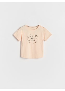 Reserved - Bawełniany T-shirt z haftem - Różowy ze sklepu Reserved w kategorii Odzież dla niemowląt - zdjęcie 158829567