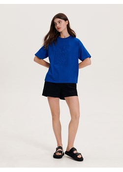 Reserved - T-shirt regular - niebieski ze sklepu Reserved w kategorii Bluzki damskie - zdjęcie 158830415