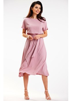 Zwiewna sukienka damska w kolorze różowym A576, Kolor różowy, Rozmiar S, Awama ze sklepu Primodo w kategorii Sukienki - zdjęcie 158839448
