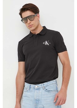 Calvin Klein Jeans polo męski kolor czarny z nadrukiem ze sklepu ANSWEAR.com w kategorii T-shirty męskie - zdjęcie 158842768